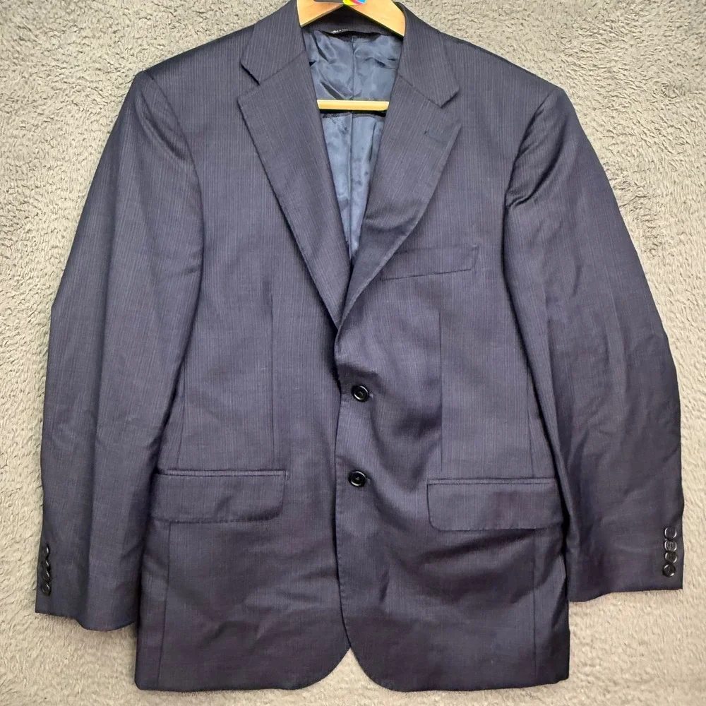 Saks Fifth Avenue Blazer Mens 38 Navy Ermenegildo Zegna Wool Sport Coat Italy